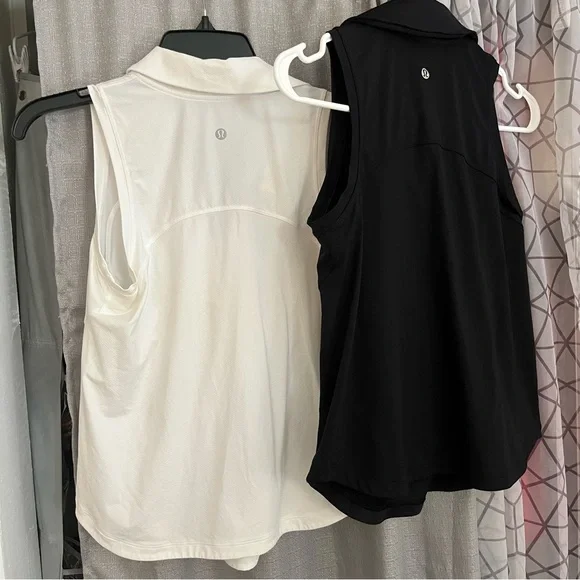 2 Lululemon Women’s Sleeveless Polo Tank Tops White and Black 6 - Picture 3 of 6